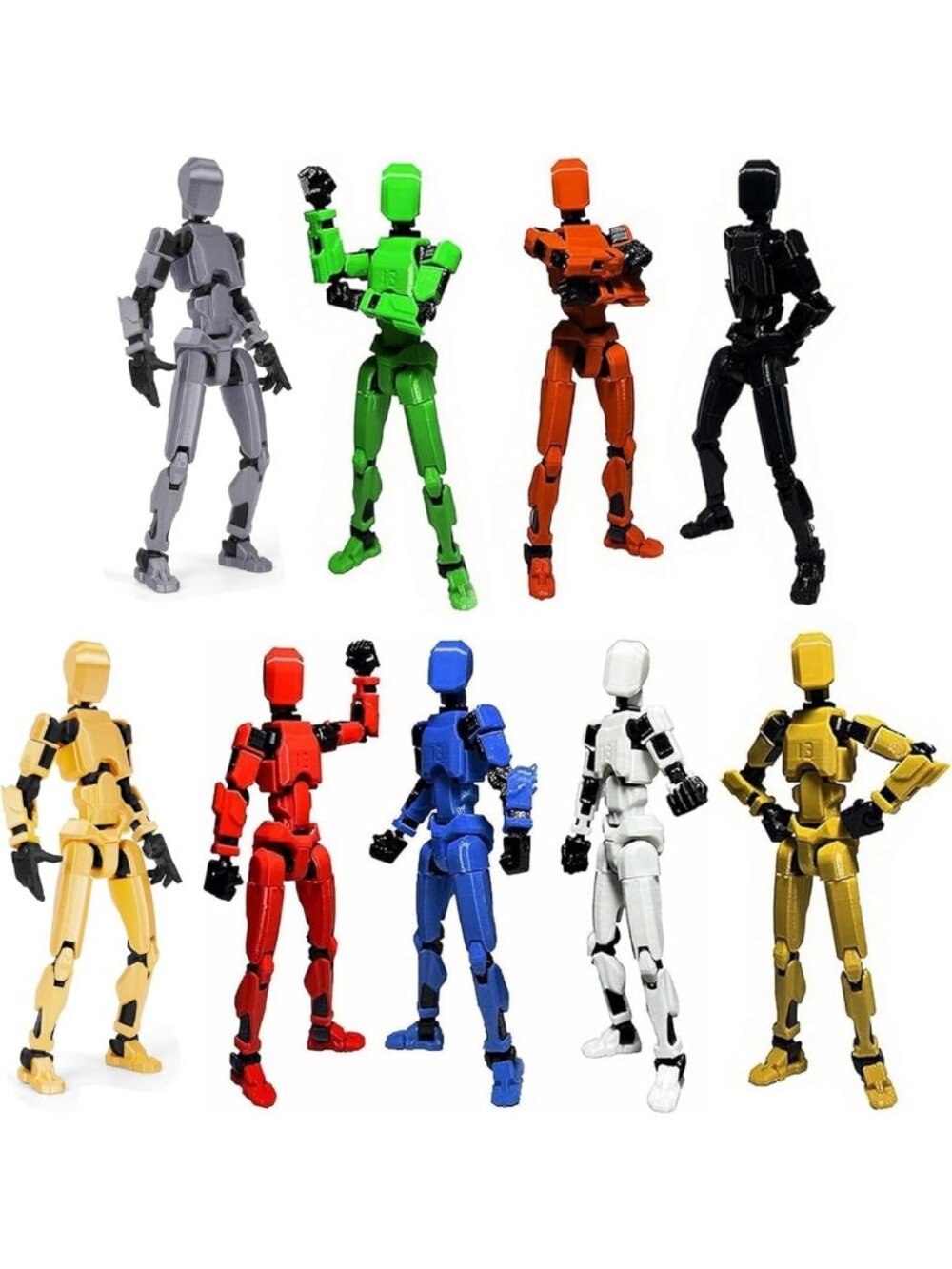 9PCS 3D Printed Multi-Jointed Action Figures Set, Movable Desktop Decor & Gifts